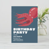 Oktopus Unterwasser Geburtstagseinladung Einladung (Stehend Vorderseite)