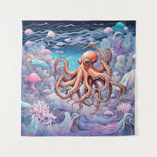 Oktopus Wandteppich (Vorderseite)