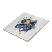 Oktopus, Wasserfarbe, Keramik Fliese (Seite)