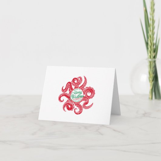 Oktopus Weihnachtskarte Feiertagskarte (Vorderseite)