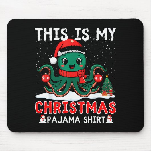 Oktopus Weihnachtspyjama Xmas Weihnachtsmann Hut O Mousepad (Vorne)