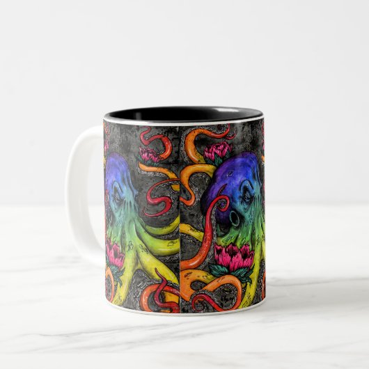 Oktopus Zweifarbige Tasse (Vorderseite Links)
