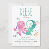 Oktopus Zweite Einladung zum Geburtstag (Vorderseite)