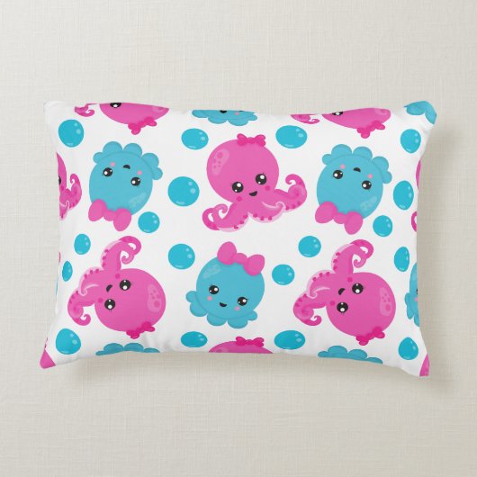 Oktopusmuster, Niedlicher Oktopus, Meerestiere Dekokissen (Rückseite)