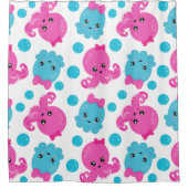 Oktopusmuster, Niedlicher Oktopus, Meerestiere Duschvorhang (Vorderseite)