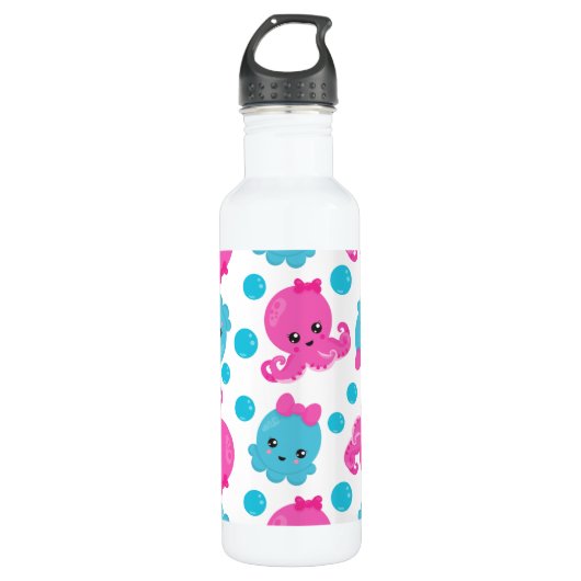Oktopusmuster, Niedlicher Oktopus, Meerestiere Edelstahlflasche (Vorderseite)