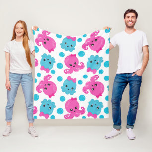 Oktopusmuster, Niedlicher Oktopus, Meerestiere Fleecedecke