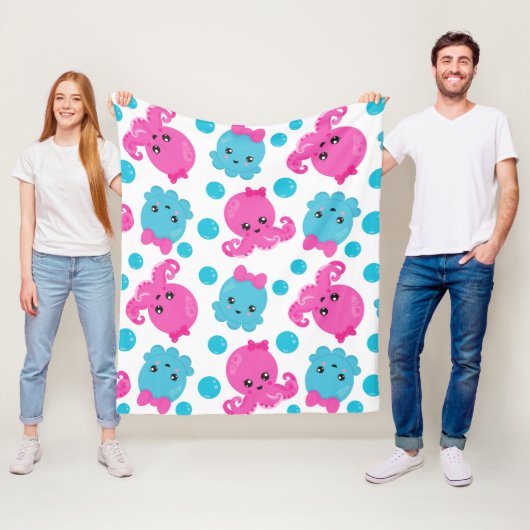Oktopusmuster, Niedlicher Oktopus, Meerestiere Fleecedecke (Beispiel)
