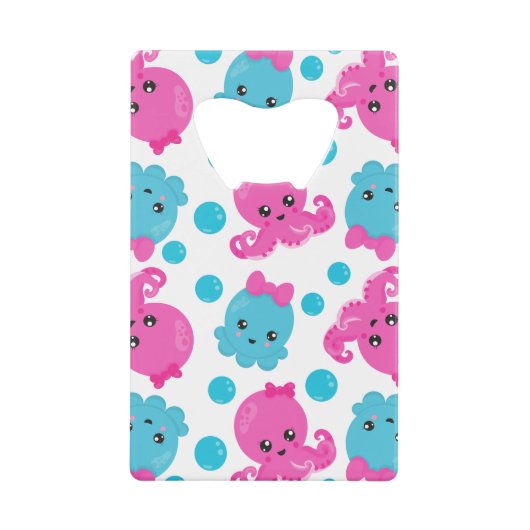 Oktopusmuster, Niedlicher Oktopus, Meerestiere Geldbeutel Flaschenöffner (Vorderseite)