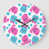 Oktopusmuster, Niedlicher Oktopus, Meerestiere Große Wanduhr (Vorderseite)
