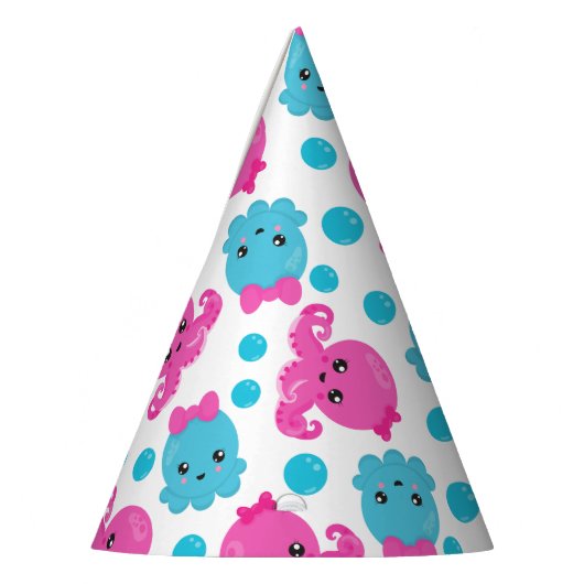 Oktopusmuster, Niedlicher Oktopus, Meerestiere Partyhütchen (Links)