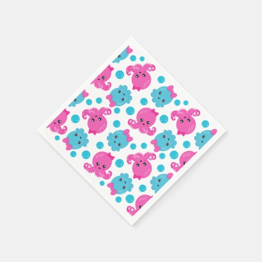 Oktopusmuster, Niedlicher Oktopus, Meerestiere Serviette (Ecke)