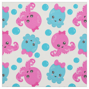Oktopusmuster, Niedlicher Oktopus, Meerestiere Stoff