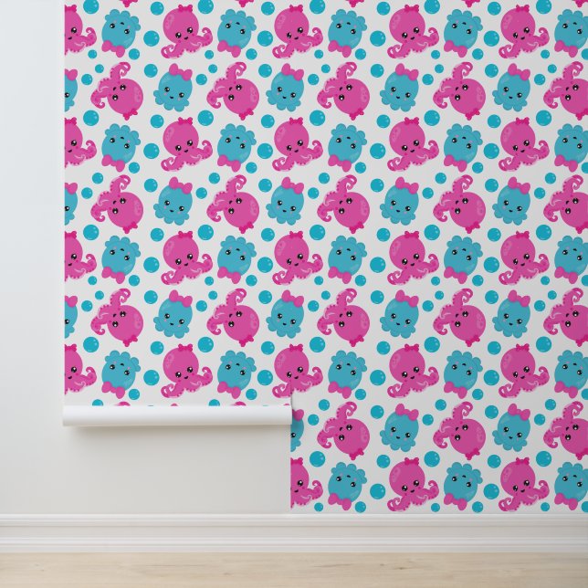 Oktopusmuster, Niedlicher Oktopus, Meerestiere Tapete (Anwendung)