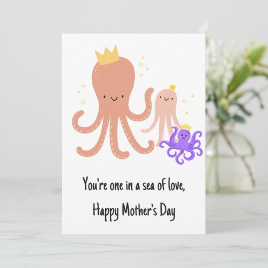 Oktopusmütter Dankeskarte (Stehend Vorderseite)
