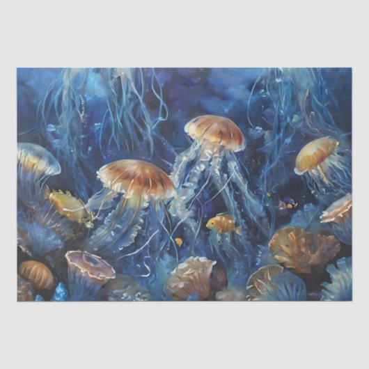 Öl Art Jellyfish Decoupage Seidenpapier (Vorderseite)