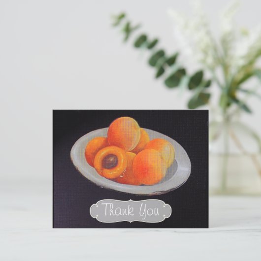 Öl auf Leinwand Pfirsiche Danke Postkarte (Stehend Vorderseite)