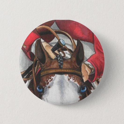 Ol blaue Augen SHOWJUMPING Pferdekunst Button (Vorderseite)