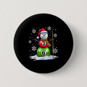 Ol Game Snowman Billiards Player Funny Christmas  Button (Vorderseite)
