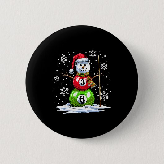 Ol Game Snowman Billiards Player Funny Christmas Button (Vorderseite)
