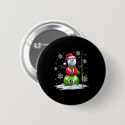 Ol Game Snowman Billiards Player Funny Christmas  Button (Vorne & Hinten)