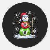 Ol Game Snowman Billiards Player Funny Christmas Runder Aufkleber (Vorderseite)
