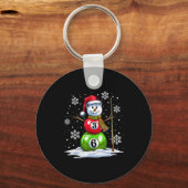 Ol Game Snowman Billiards Player Funny Christmas  Schlüsselanhänger (Vorderseite)