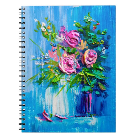 Öl malt einen Strauß Rose. Impressionistin Notizblock (Vorderseite)