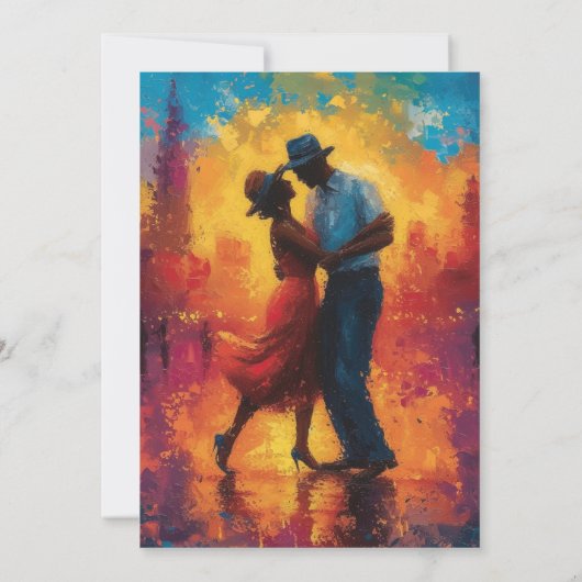 Öl Paint Tango Party und Tango Tänzer Einladung (Rückseite)