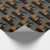 Öl-Pumpen-Jack am Geschenkpapier (Ecke)