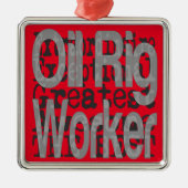 Öl-Rig-Mitarbeiter Silbernes Ornament (Vorne)