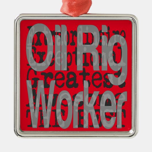 Öl-Rig-Mitarbeiter Silbernes Ornament (Vorne)