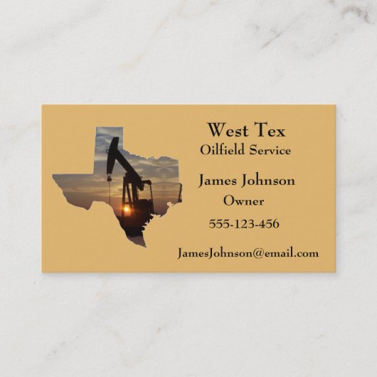 Öl-und Gas-Industrie-Visitenkarte-Texas-Form Visitenkarte (Vorderseite)