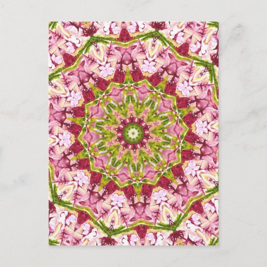 Ola Boos grünes und rosa Kaleideskop Postkarte (Vorderseite)