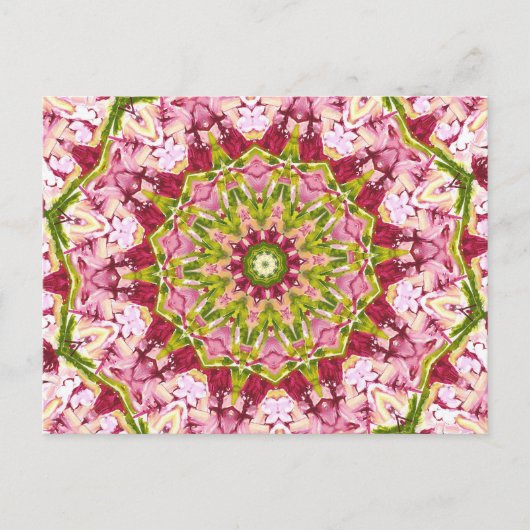 Ola Boos grünes und rosa Kaleideskop Postkarte (Vorderseite)