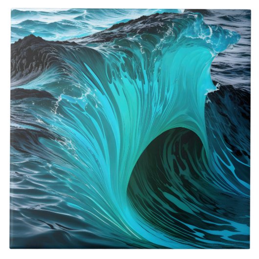 "Ola Tiburón" Blaue Haifischwelle Fliese (Vorderseite)