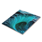 "Ola Tiburón" Blaue Haifischwelle Fliese (Seite)