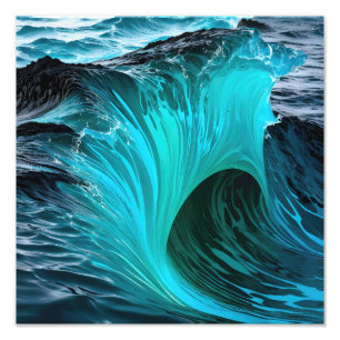 "Ola Tiburón" Blaue Haifischwelle Fotodruck