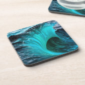 "Ola Tiburón" Blaue Haifischwelle Getränkeuntersetzer (Linke Seite)