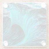 "Ola Tiburón" Blaue Haifischwelle Glasuntersetzer (Rückseite)