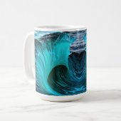 "Ola Tiburón" Blaue Haifischwelle Kaffeetasse (Vorderseite Links)