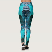 "Ola Tiburón" Blaue Haifischwelle Leggings (Rückseite)