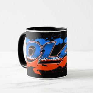 Olaf Vorname Name Graffiti blue orange Tasse