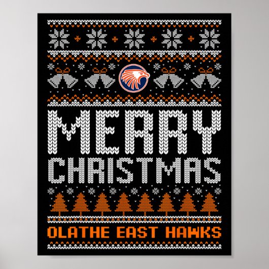 Olathe East Hawks Logo Frohe Weihnachten hässlich Poster (Vorne)