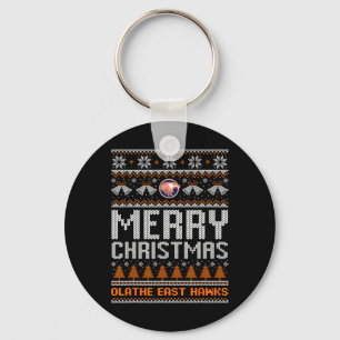Olathe East Hawks Logo Frohe Weihnachten hässlich Schlüsselanhänger