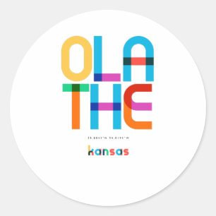 Olathe Kansas Mitte des Jahrhunderts, Pop-Art, Runder Aufkleber