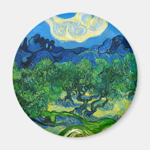 Ölbäume von Van Gogh in einer Berglandschaft Magnet
