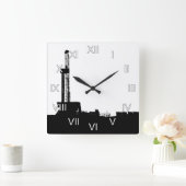 Ölbohranlage Quadratische Wanduhr (Zuhause)