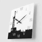 Ölbohranlage Quadratische Wanduhr (Winkel)