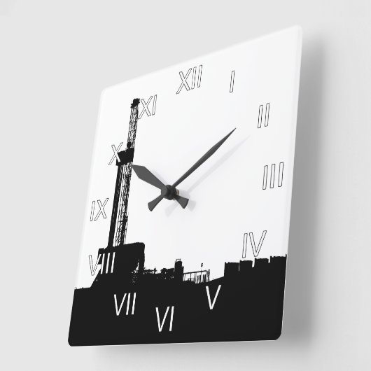 Ölbohranlage Quadratische Wanduhr (Winkel)